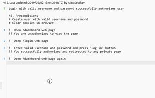 Jira-like markup language test cases editor
