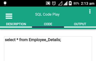 SQL Code Play screenshot 1