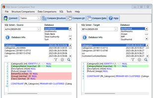 Main window of SQL Server Comparison Tool
