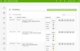 Team activity listing which can be view in list format or calendar format
