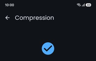 Completed compression showing savings and options to finish or share the result.