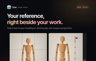 Sruk 0.9.6 — Reference view and proportion measurement tools.