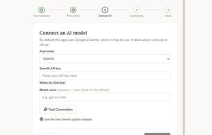 Choose your preferred AI model, default is Gemini's FREE tier