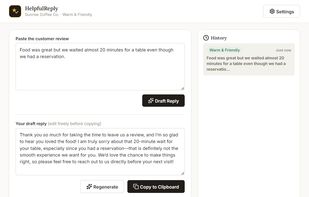 Paste in your customer's review and generate a professional response in seconds