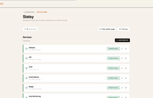 Status Page Dashboard (services management)