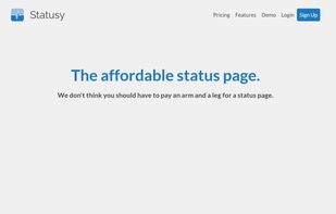 The Statusy homepage. 