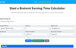 Steal a Brainrot Earning Time Calculator