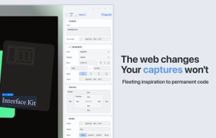 The canvas library view, organizing captured UI into groups, stacks, and folders.