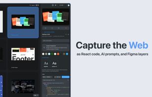 The capture command palette, showing element, screenshot, screen recording, and asset capture options with quick toggles for DOM, screenshot, recording, and Figma layer.