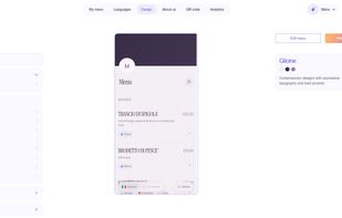 Restaurants can choose and preview mobile-friendly menu designs, helping the QR menu match the style of the venue instead of looking like a static PDF.