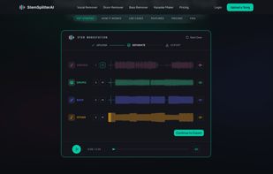Separated stems with individual waveforms - solo or mute each track