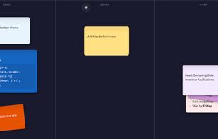 Kanban board in dark mode