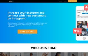 Landing page of Stim Social