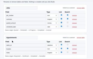 Review and edit the proposed tables and fields before anything is built