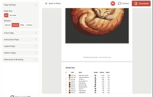 PDF export showing settings, parts of the