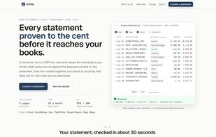 Drop a bank statement and stmtai reads every row, then proves the total against the printed opening and closing balances before you download. Exports to Excel, CSV, QuickBooks, Xero and Tally.
