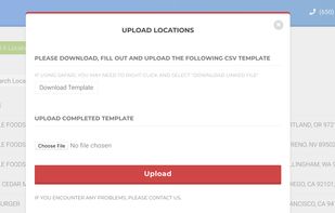 Interface for uploading CSV or spreadsheet of locations.
