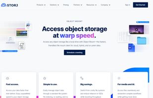 Landing page Storj Object Mount