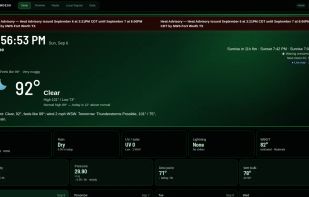 StormDesk weather station dashboard with current conditions and forecasts.
