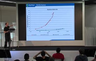 Snapshot from the StorPool presentation at the OpenStack Summit - Some performance figures of StorPool