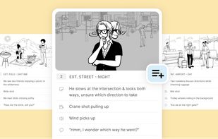 Add scene numbers, camera directions, voiceover cues, audio notes, and technical specs. Right where you need them for seamless production handoffs.