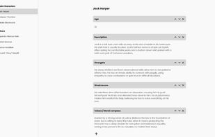 Storywriter Pro - character page