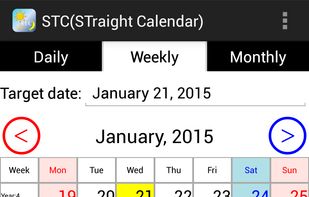 Weekly calendar view