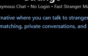 Strango homepage showing anonymous chat introduction and waiting for stranger screen.