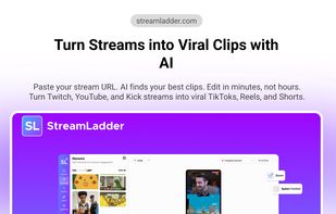 Turn livestreams into TikToks, Instagram Reels and YouTube Shorts with StreamLadder's AI-powered clipping software. Automatically find the best moments from your Twitch and Kick streams with ClipGPT and schedule content across social platforms. Spend less time editing and more time streaming with everything you need to create short-form content from horizontal streams in one place.