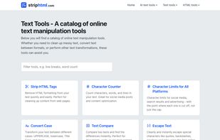 An overview of the text tools the site offers.