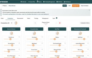 Evaluate every athlete against shared skill areas, averages update instantly
