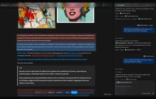 Inline suggestions you accept or reject, with the assistant beside the document