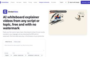 Home page: type a topic or paste a script, pick a voice, style and length