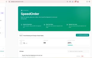 SpeedOrder: The signature feature that cuts study time in half. Read patient presentations, place diagnostic orders, reveal the diagnosis, and score your clinical reasoning in minutes instead of 20.