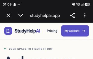 StudyHelpAI mobile homepage showing the homework question composer for typed questions, photo/PDF uploads, and step-by-step AI help.
