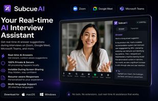 Real-time AI interview assistant that generates instant answer suggestions during live video interviews across Zoom, Google Meet, and Teams.