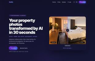Sublify homepage — AI photo enhancement for hotels, Airbnb, real estate and restaurants