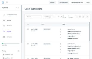 All your form submissions in one clean dashboard — searchable, filterable, and ready to act on.