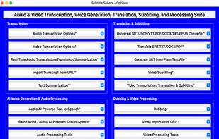Menu page with 50+ features
