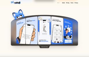 Gallery: five screenshots generated with Sukuji, designed around the app's own screens and colors.
