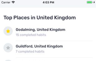 Track and compete against other towns, cities and countries to complete the most habits