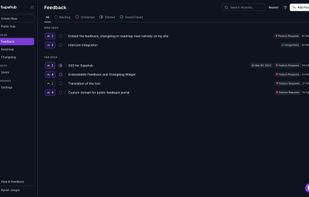 Supahub feedback dashboard where all feedback are collected
