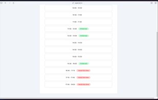 Times are shown as prefered or disliked.