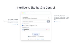 Granular Control: Whitelist specific sites to support creators or ensure compatibility.