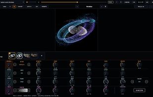 SUPERNOVA as a plugin in the DAW: the particle field, the world browser and the Color Lab.