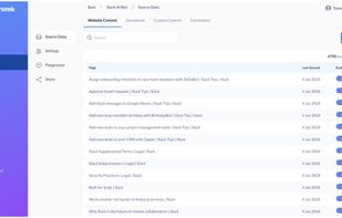 Source webpages for AI assistant