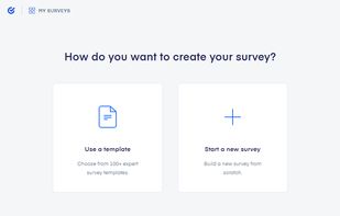 First step of creating a survey. You can create your own questionnaire or choose from many survey templates.