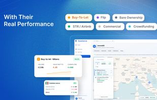 Real estate assets with performance metrics and map view