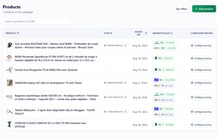 Products: your catalog with trend, gap and Buy Box status