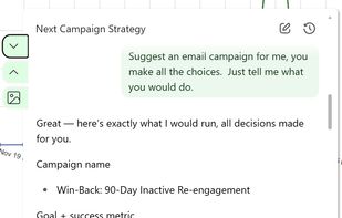 The Swift Missive AI chatbot collaborating with the user on email campaign ides